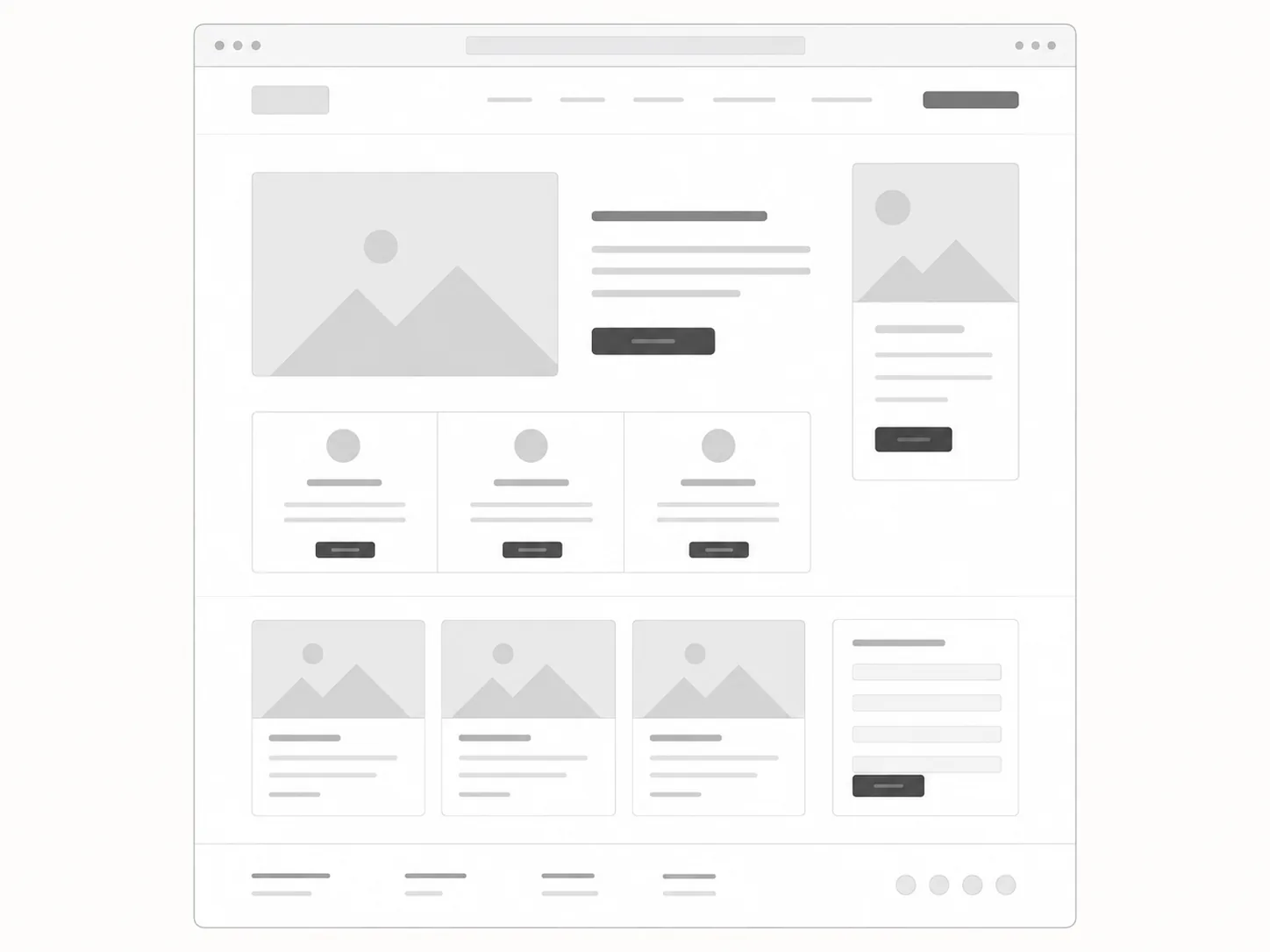 Wireframe di progettazione di un sito web su misura