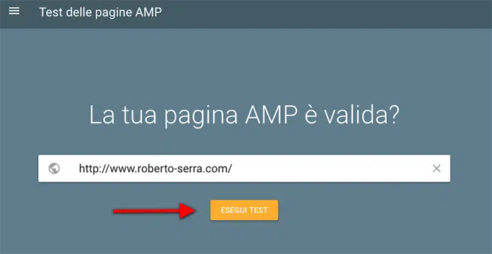 google amp test validazione del codice