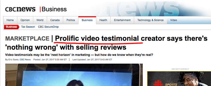 landing page: testimonial finti 