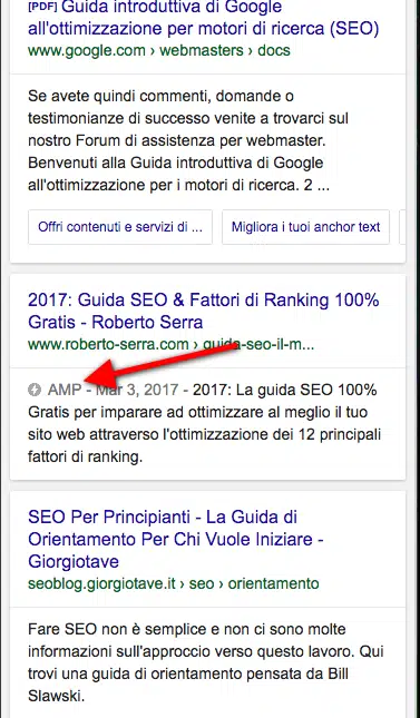 pagine amp risultati serp