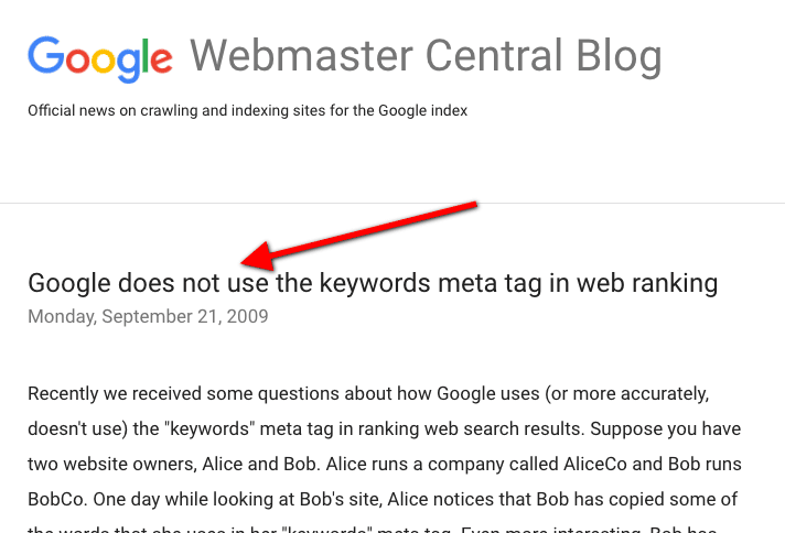 seo on page google about meta description