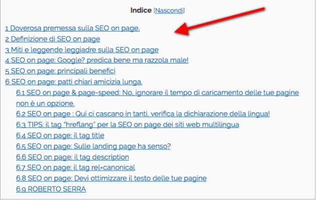 seo copywriting e indice editoriale