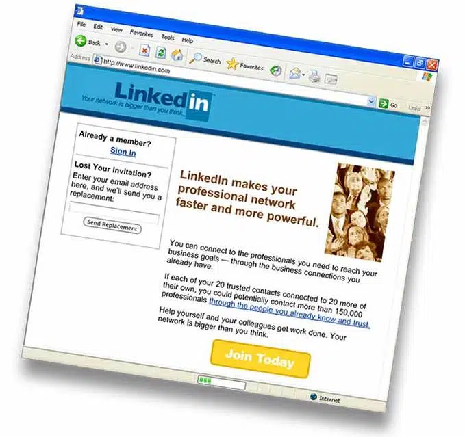 linkedin homepage nell'anno dalla sua uscita