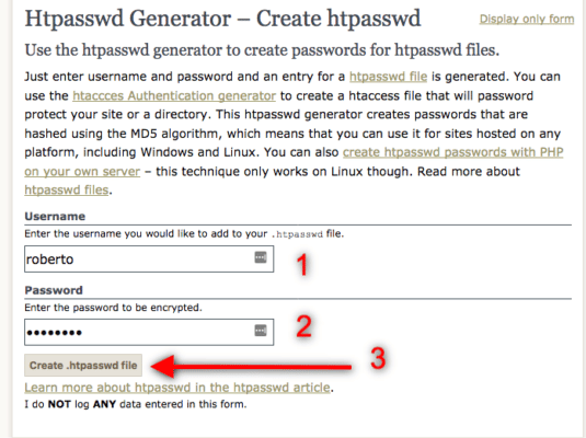 generare password criptate per htaccess
