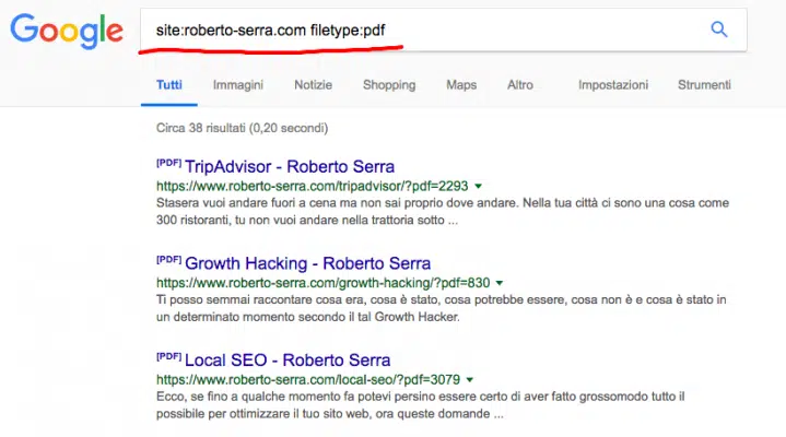 come chiedere a google di mostrarti tutti i file pdf