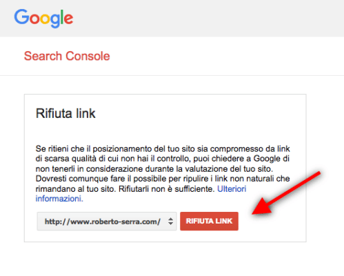 google disawvow tool per rifiutare i link 