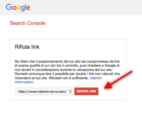 google disawvow tool per rifiutare i link 