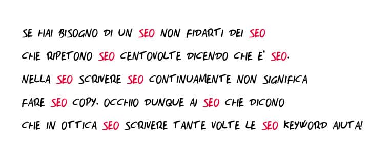 seo checklist: esempio di keyword stuffing negativo per la seo