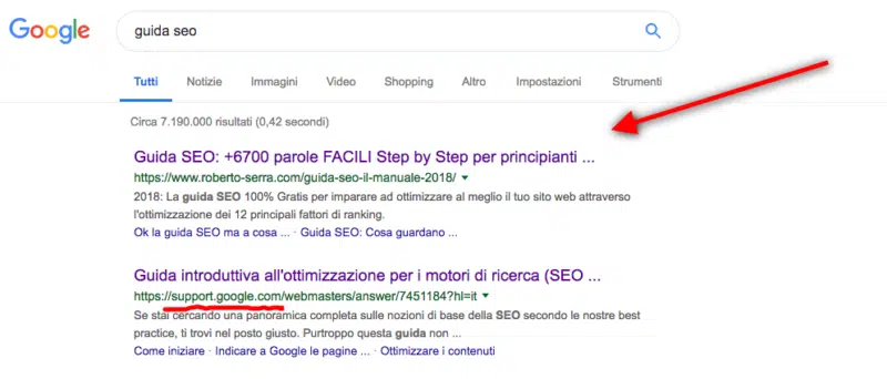 caso studio seo: la keyword su google