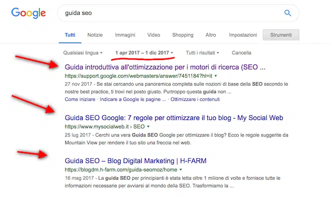 la SERP del case study SEO