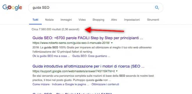 caso studio SEO: la keyword su Google