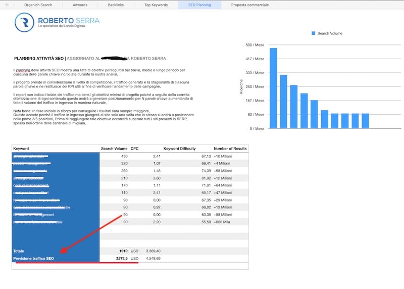 previsione traffico SEO nell'indagine di mercato