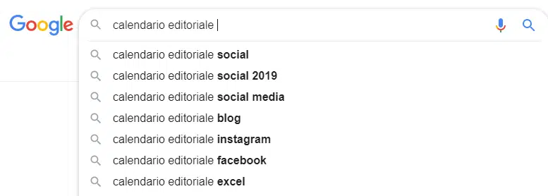 calendario editoriale SEO suggest di google