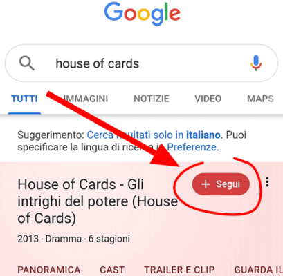 su discover si possono selezionare topic facendo ricerche su Google