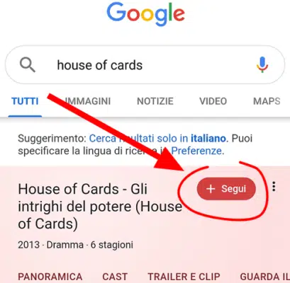 su discover si possono selezionare topic facendo ricerche su Google