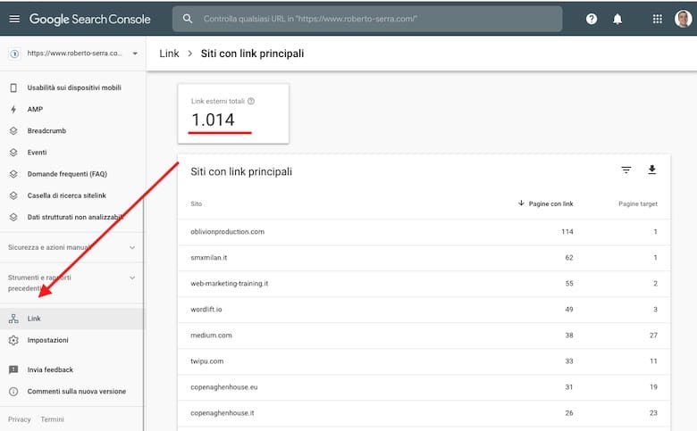link su google search console