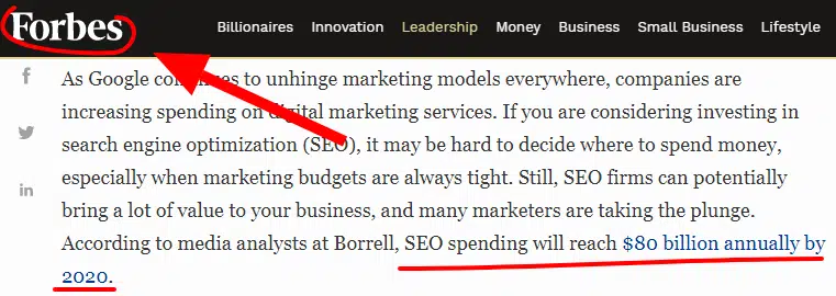 spesa in SEO e SEO tools entro il 2020 Forbes