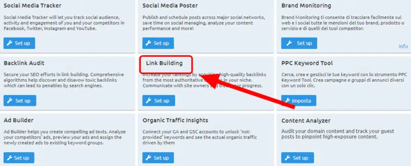 link building tool semrush