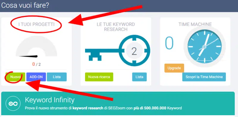 seo tool seozoom funzione monitoraggio progetti