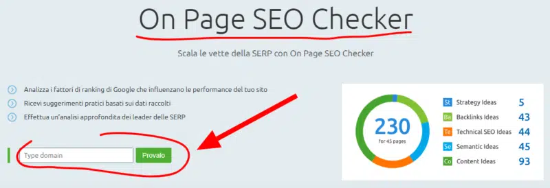 on page seo checher seo toll semrush