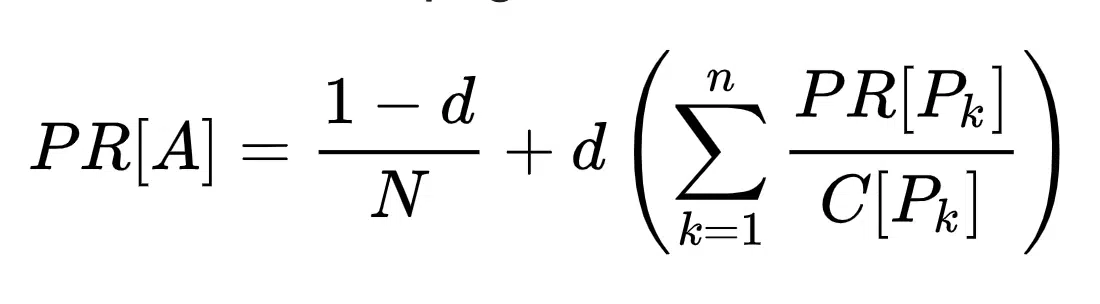 the page rank formula from wikipedia