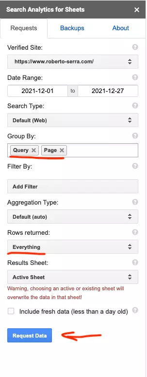 addon excel per cannibalizzazione keyword