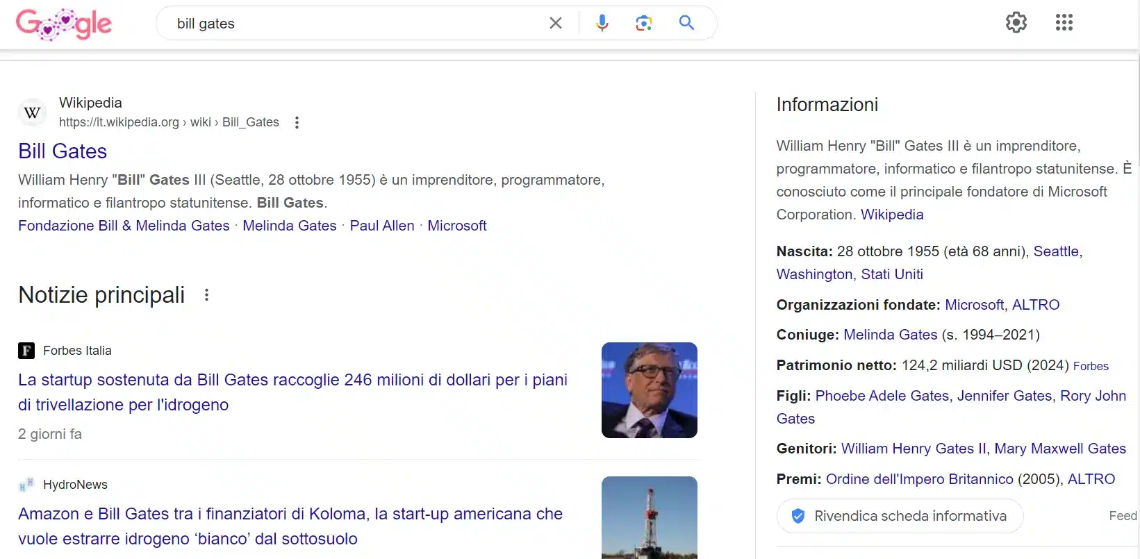 bill gates nel knowledge graph