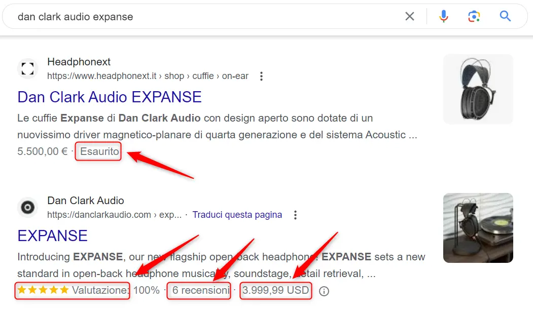 dati strutturati come si vedono in serp