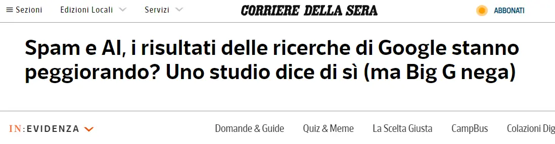 spam ed ai sul corriere della sera