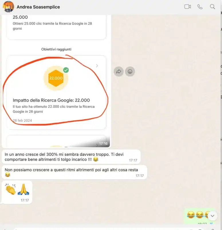 testimonianza di cliente con sito potenziato lato topical authority