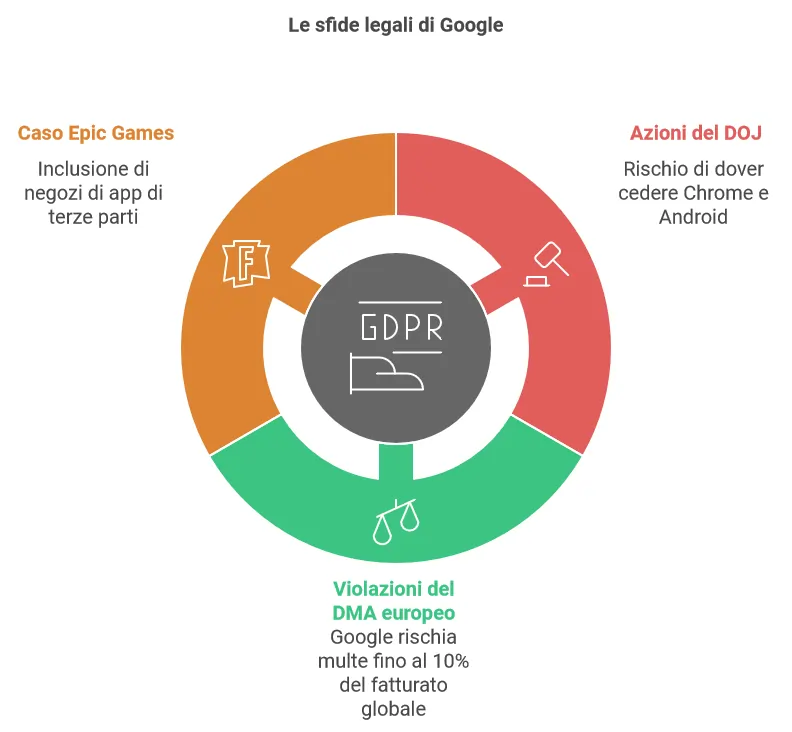 grafico vicende giudiziarie recenti Google creato con Napkin