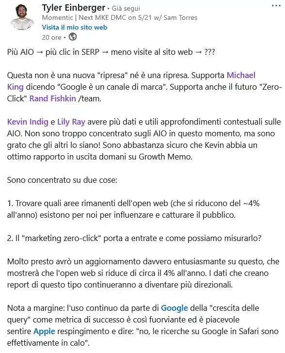 Tyler Einberger 12 maggio 2025 su LinkedIn