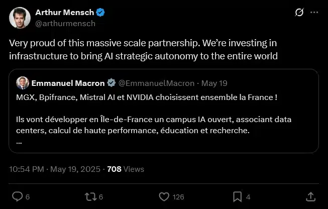 Arthur Mensch su X 19 maggio 2025