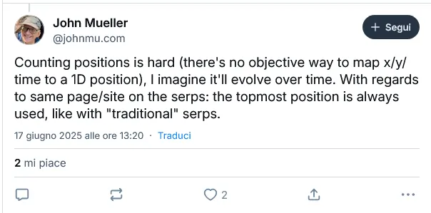 John Mueller su Bluesky 17 giugno 2025