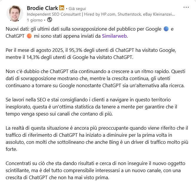 Brodie Clark su LinkedIn 09 settembre 2025