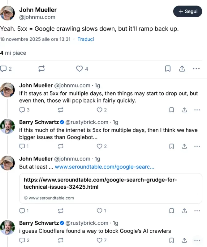 John Mueller di Google su BlueSky 18 novembre 2025