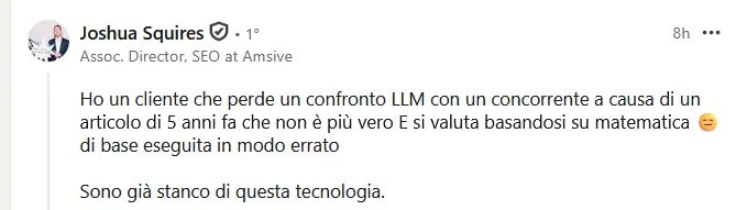 Joshua Squires su LinkedIn 29 aprile 2026