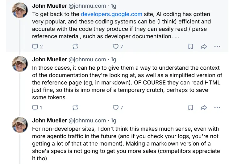 John Mueller su BlueSky su llms.txt, 20 maggio 2026