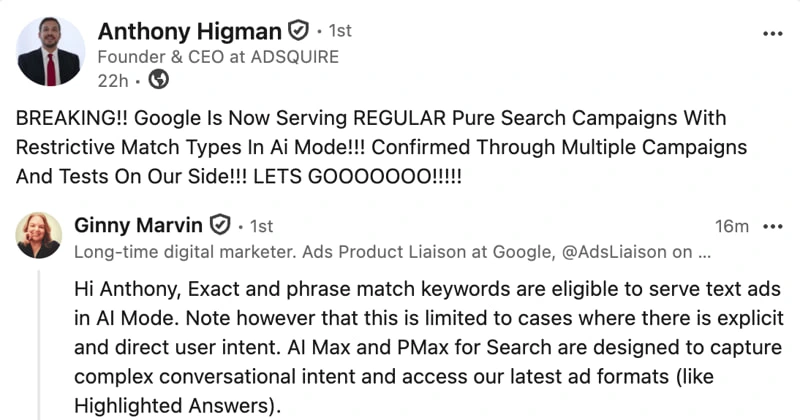 LinkedIn di Anthony Higman, 8 settembre 2026